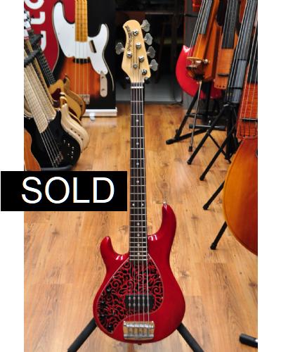 Music Man Stingray 5 Trans Red Left handed (used)